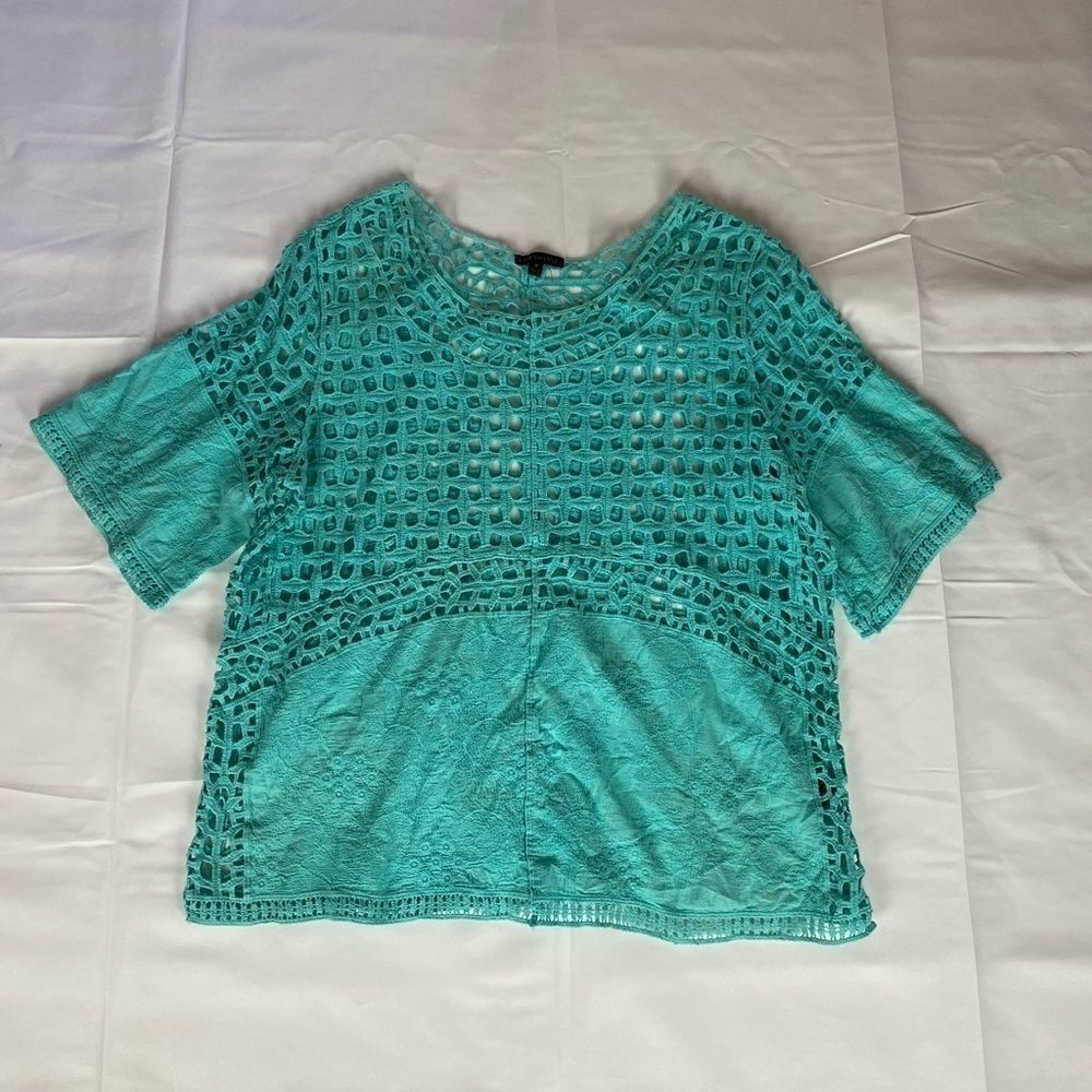 Lane Bryant Aqua Lace Swim Cover Tee 18
